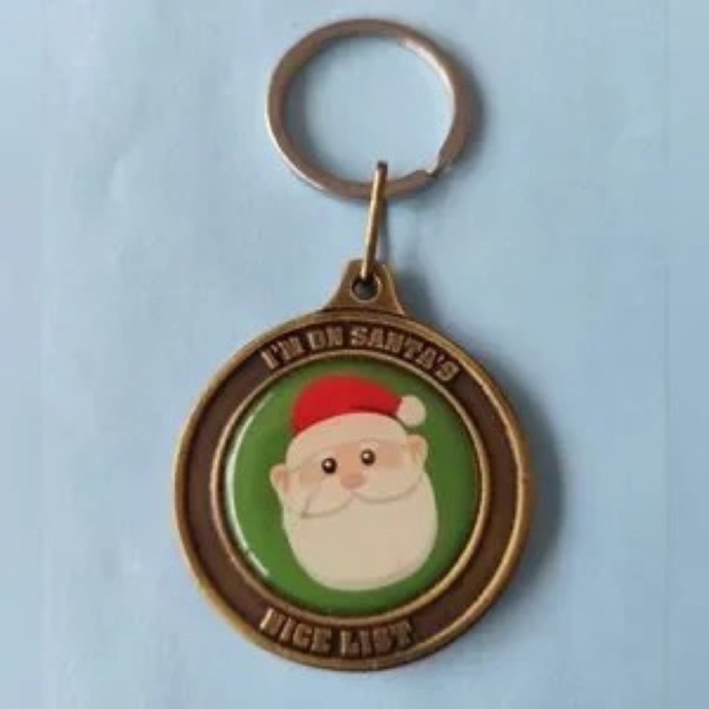 Kids Christmas Santa Keychain - Green & Red